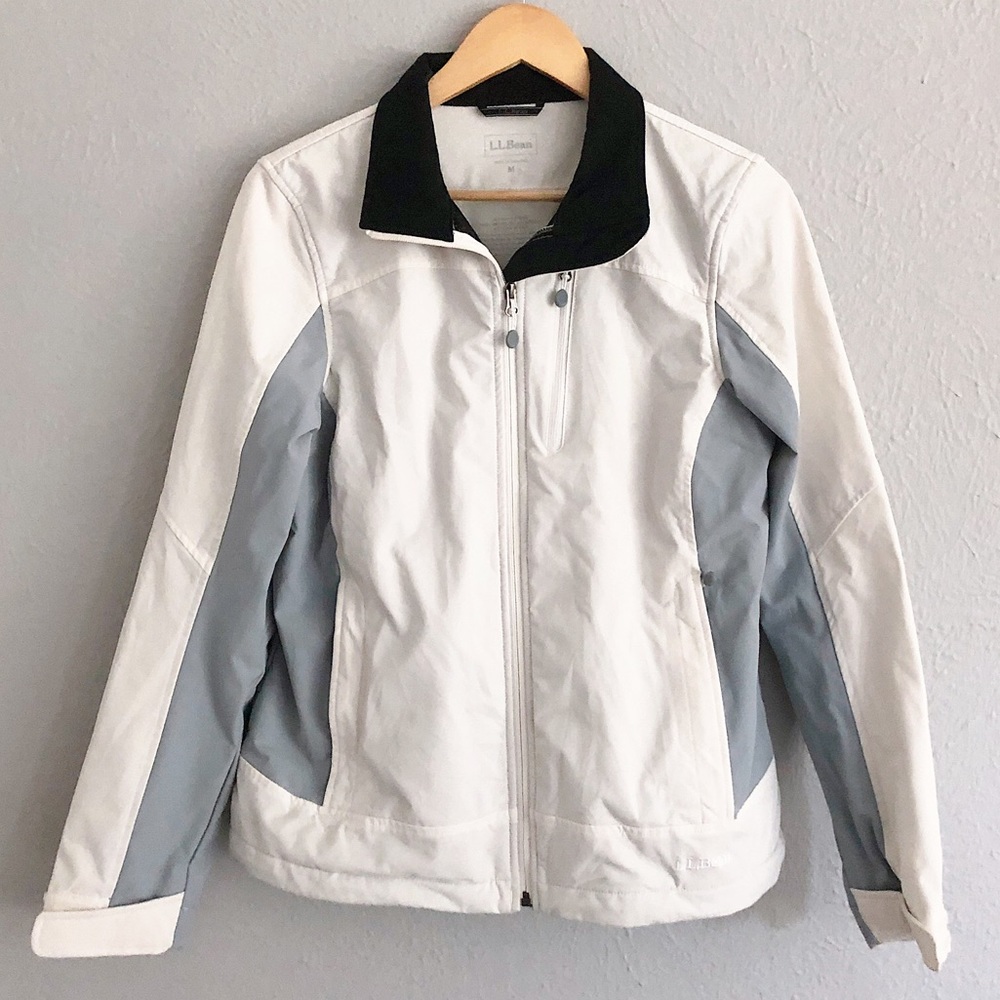 LL Bean white jacket, zip up fall winter zip jacket, size medium